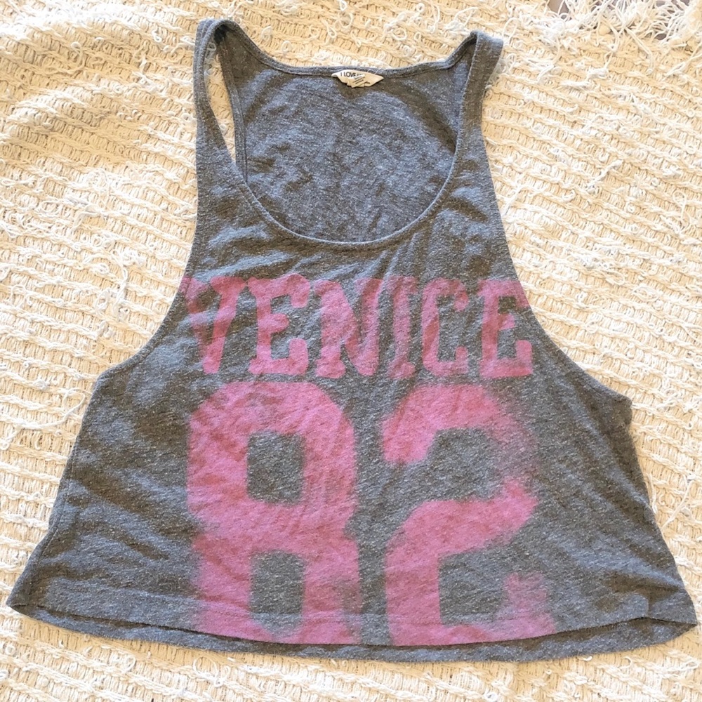 3/25 Venice tank pink gray crop top small